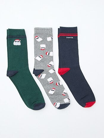 Set di 3 paia di calzini in jersey di cotone Natale