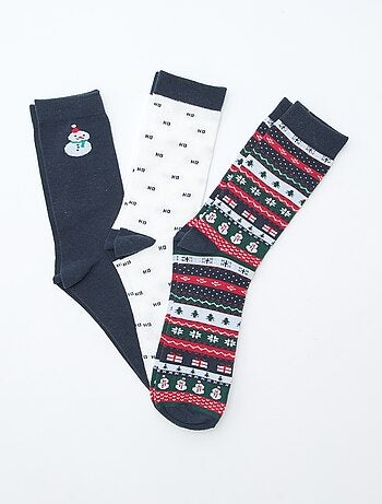 Set di 3 paia di calzini in jersey di cotone Natale