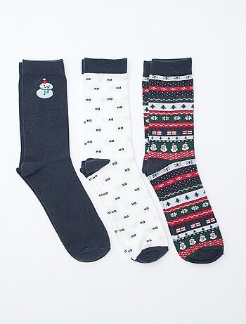 Set di 3 paia di calzini in jersey di cotone Natale