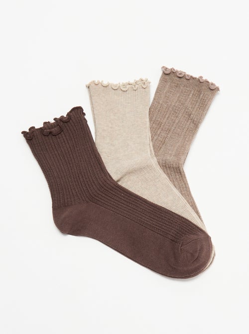 Set di 3 paia di calzini in maglia traforata - Kiabi Set di 3 paia di calzini in maglia traforata - Kiabi