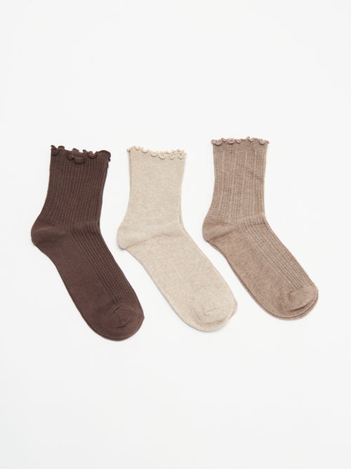 Set di 3 paia di calzini in maglia traforata - Kiabi Set di 3 paia di calzini in maglia traforata - Kiabi