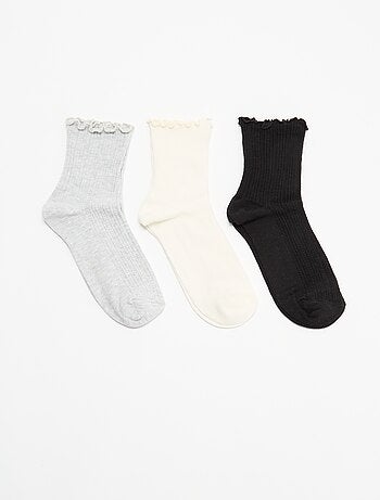 Set di 3 paia di calzini in maglia traforata