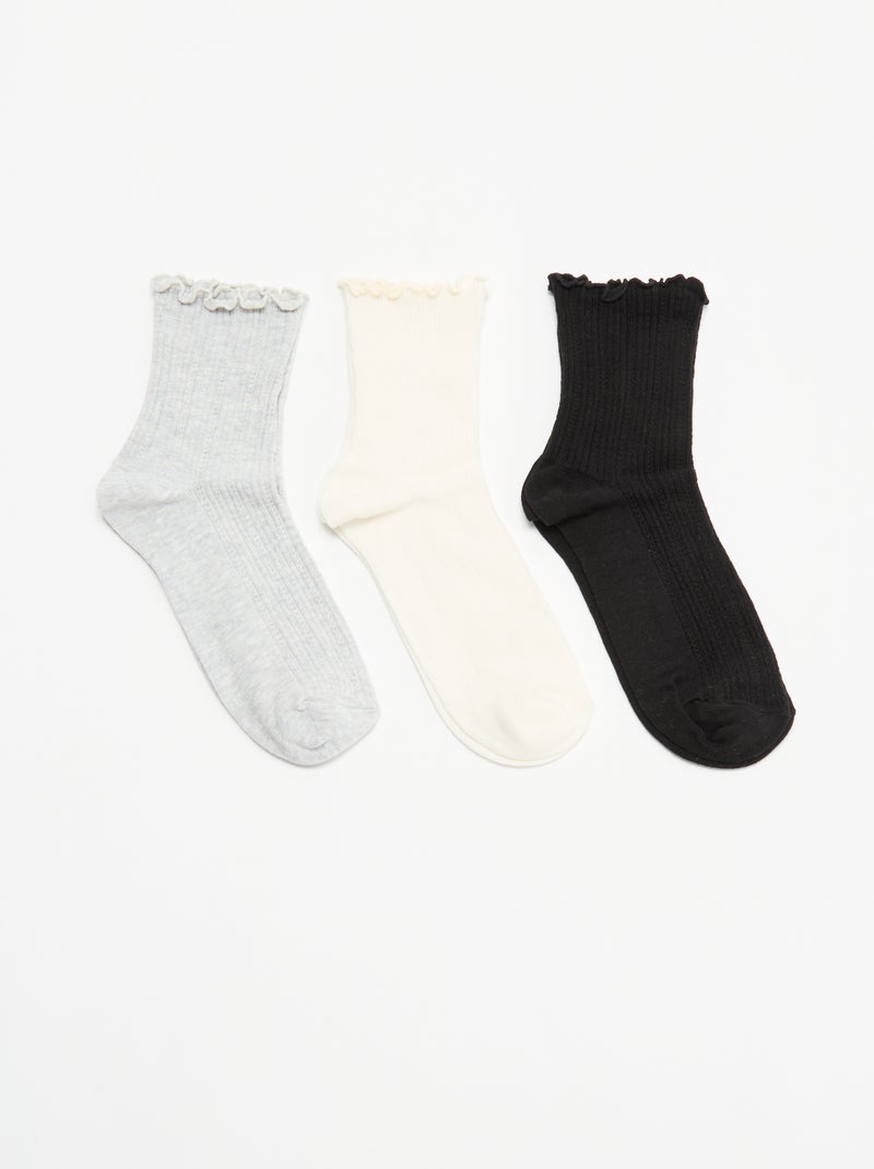 Set di 3 paia di calzini in maglia traforata Grigio - Kiabi