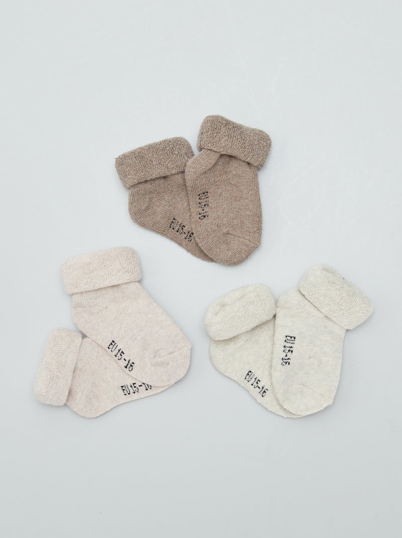 Set di 3 paia di calzini neonato BEIGE - Kiabi