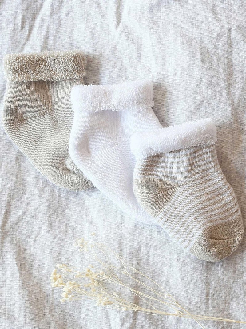 Set di 3 paia di calzini per bebè Beige - Kiabi