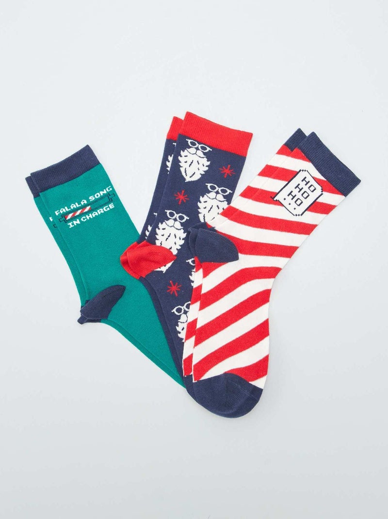 Set di 3 paia di calzini per Natale ROSSO - Kiabi