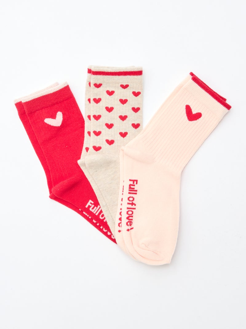 Set di 3 paia di calzini Rosso - Kiabi
