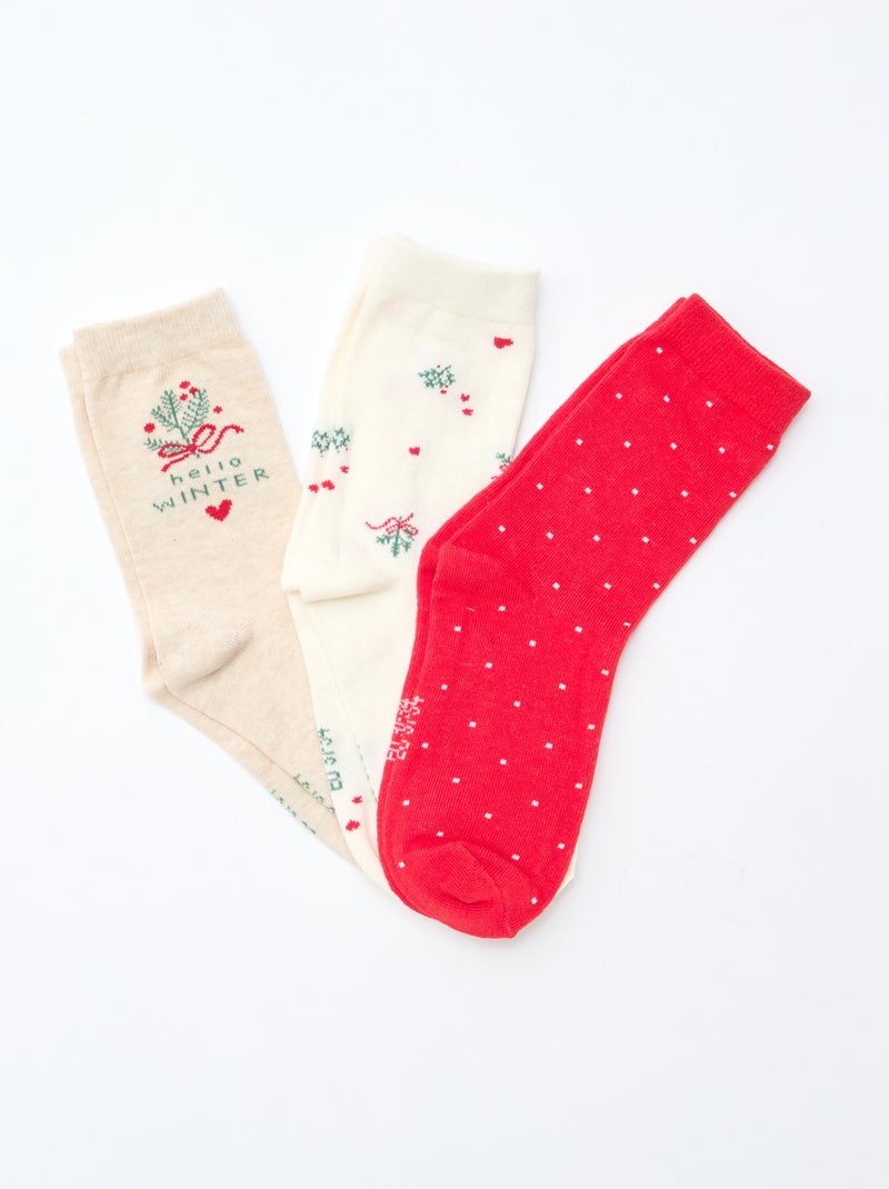 Set di 3 paia di calzini Rosso - Kiabi
