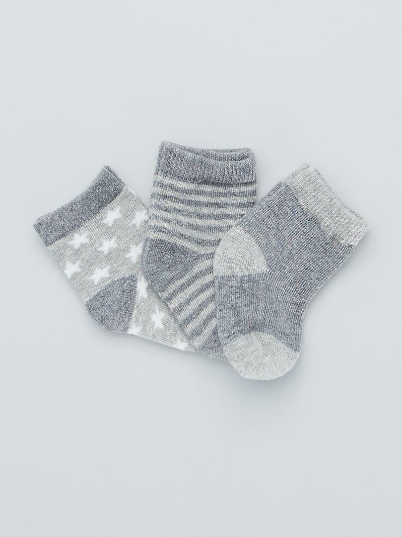Set di 3 paia di calzini stampati grigio - Kiabi