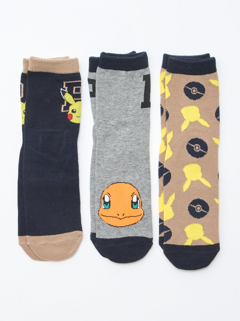 Set di 3 paia di calzini stampati 'Pokémon' a gamba alta Blu - Kiabi
