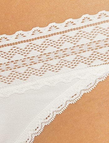 Set di 3 perizomi in cotone e pizzo