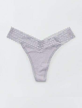 Set di 3 perizomi in cotone e pizzo