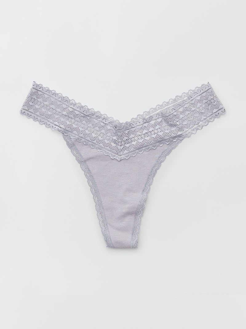 Set di 3 perizomi in cotone e pizzo bianco - Kiabi