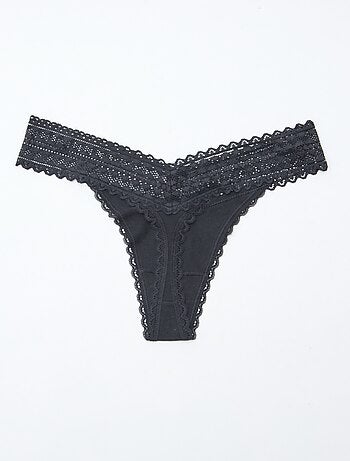 Set di 3 perizomi in cotone e pizzo