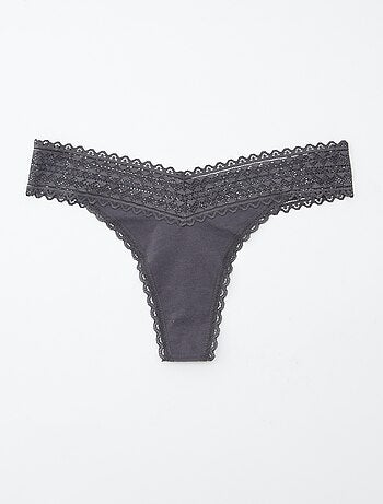 Set di 3 perizomi in cotone e pizzo