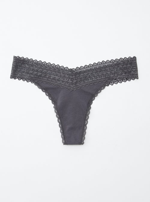 Set di 3 perizomi in cotone e pizzo - Kiabi