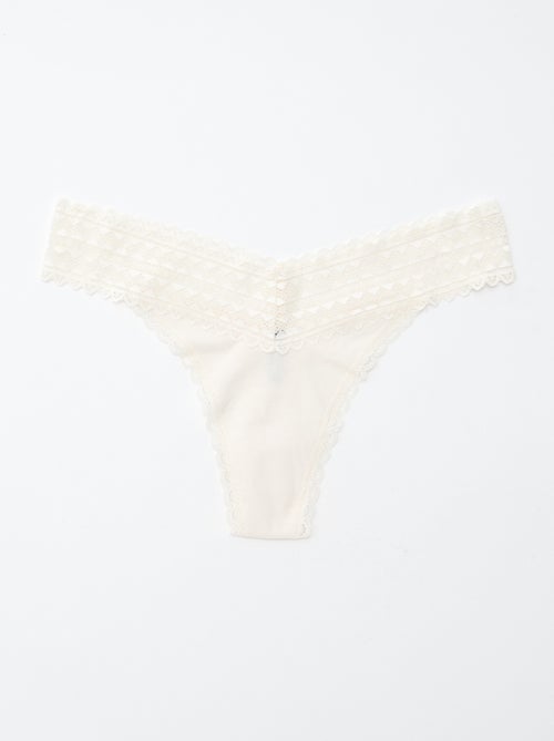 Set di 3 perizomi in cotone e pizzo - Kiabi