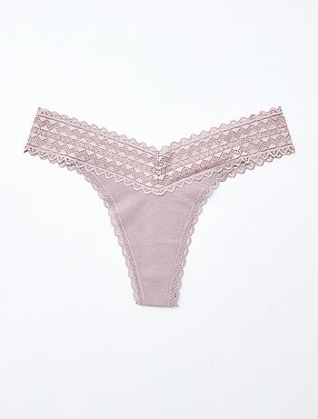 Set di 3 perizomi in cotone e pizzo