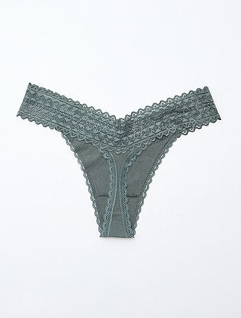 Set di 3 perizomi in cotone e pizzo