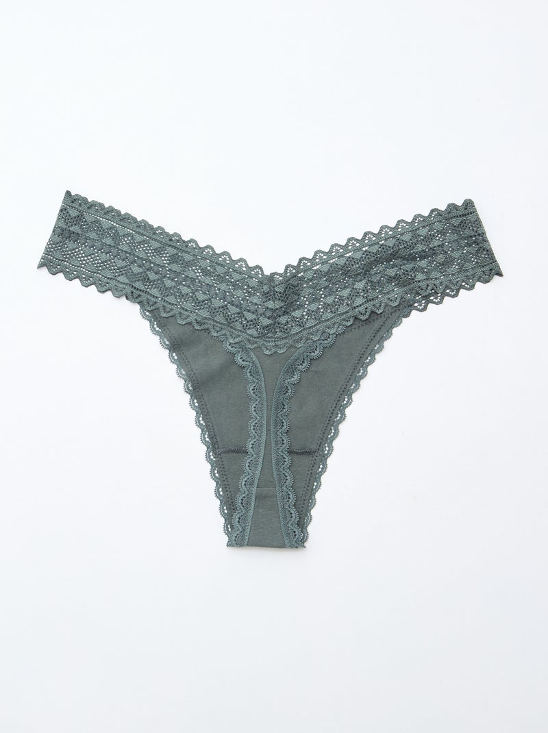 Set di 3 perizomi in cotone e pizzo Rosa - Kiabi