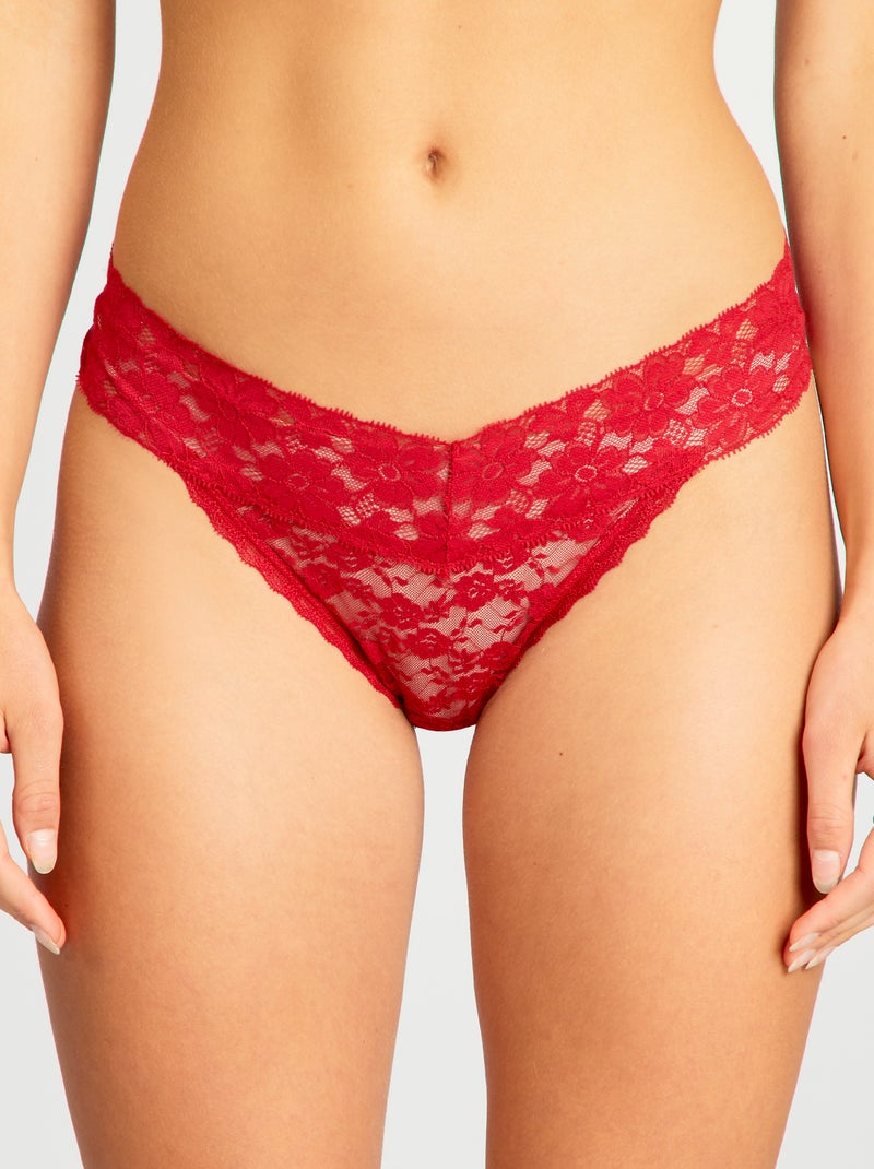 Set di 3 perizomi in pizzo ROSSO - Kiabi