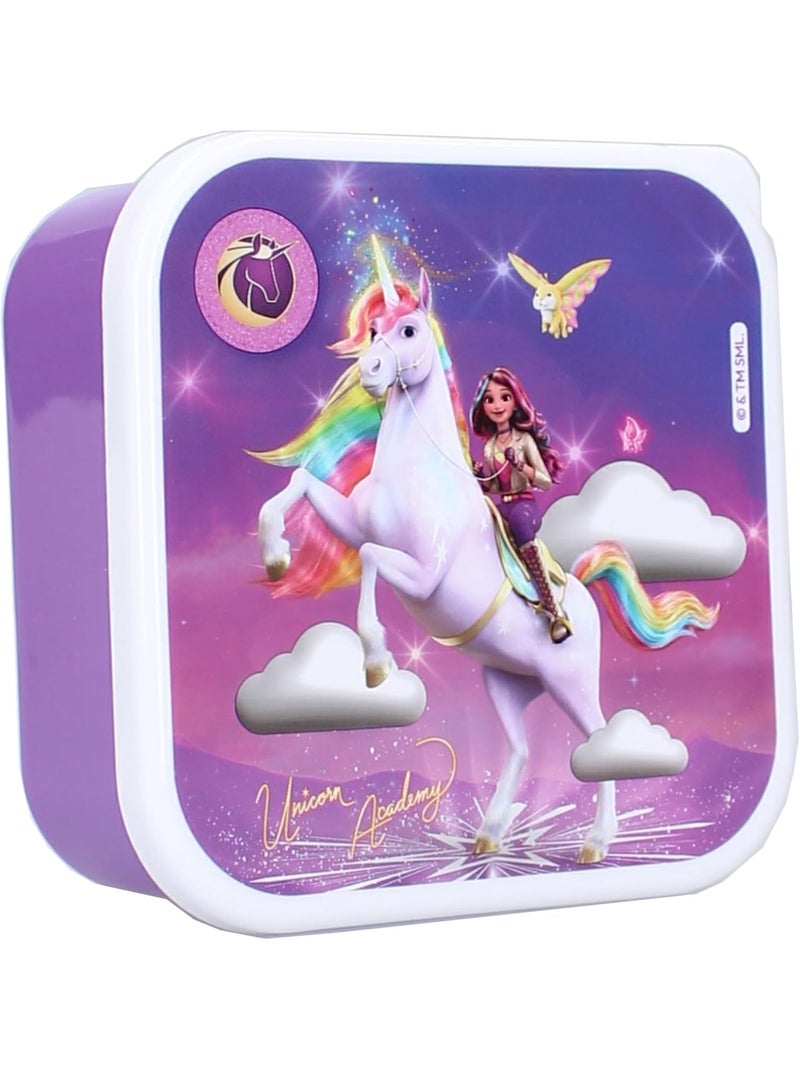 Set di 3 portamerenda - Unicorn Academy - Sophia & Wildstar - Impilabili Malva - Kiabi
