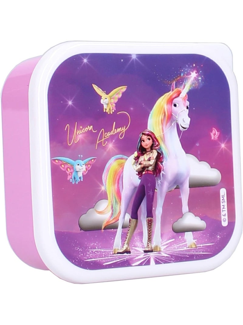 Set di 3 portamerenda - Unicorn Academy - Sophia & Wildstar - Impilabili Malva - Kiabi