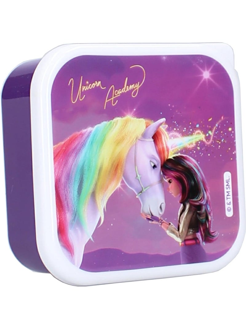 Set di 3 portamerenda - Unicorn Academy - Sophia & Wildstar - Impilabili Malva - Kiabi