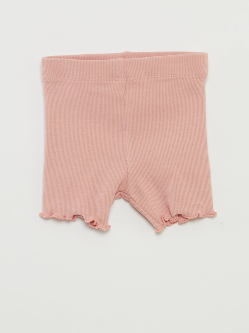 Set di 3 shorts ciclisti in maglia a coste ROSA - Kiabi