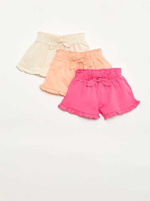 Set di 3 shorts tinta unita con volant - Kiabi