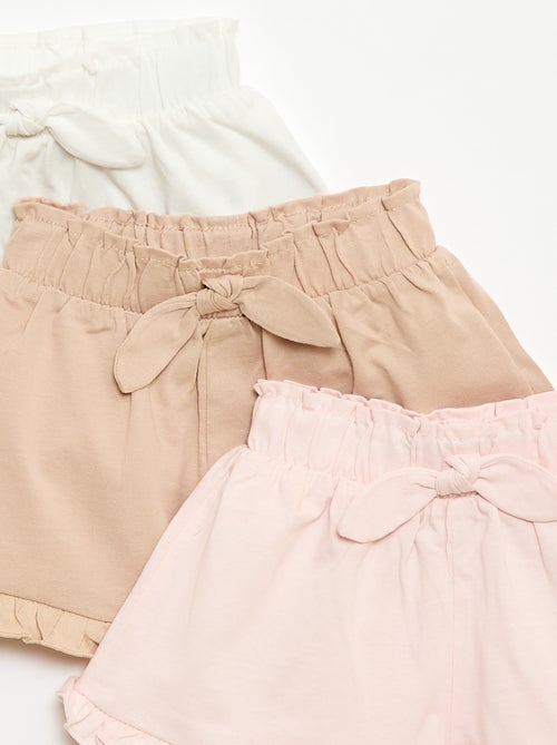 Set di 3 shorts tinta unita con volant - Kiabi