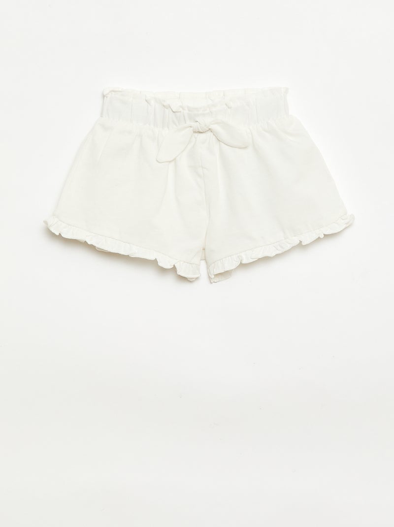 Set di 3 shorts tinta unita con volant Beige - Kiabi