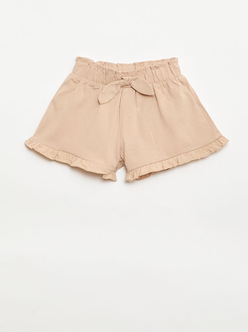 Set di 3 shorts tinta unita con volant Beige - Kiabi