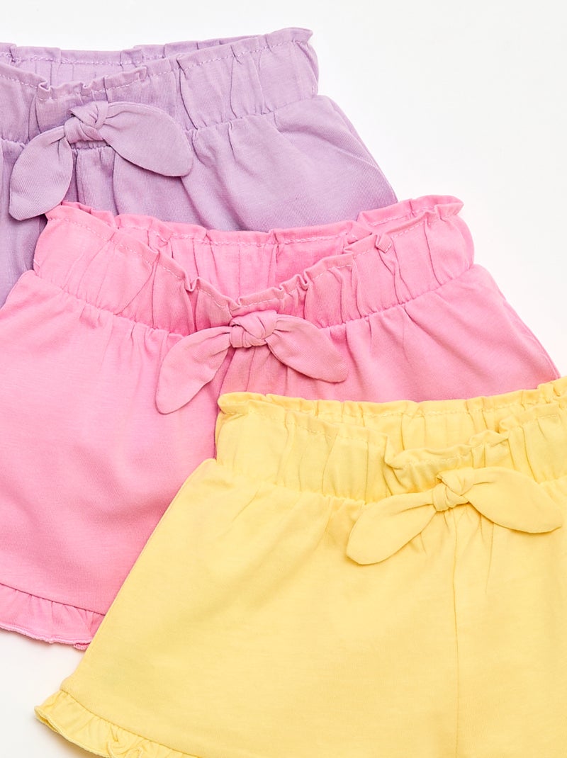 Set di 3 shorts tinta unita con volant Viola - Kiabi