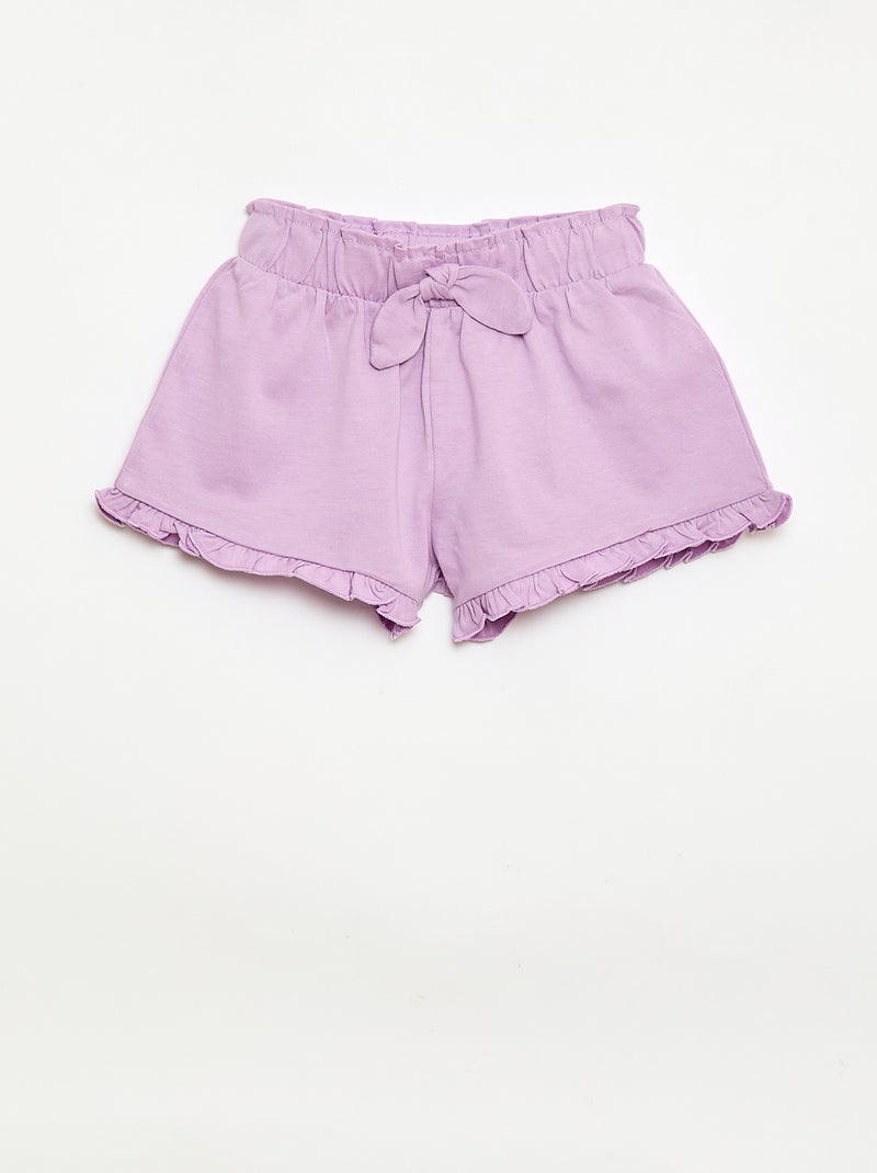 Set di 3 shorts tinta unita con volant Viola - Kiabi