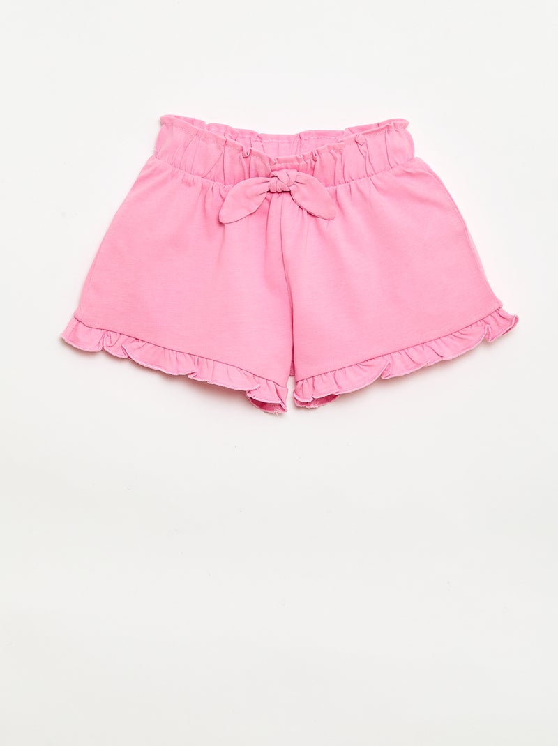 Set di 3 shorts tinta unita con volant Viola - Kiabi