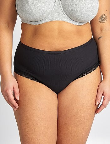 Set di 3 slip a coste con pizzo