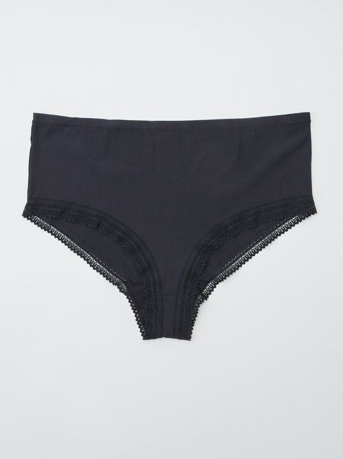 Set di 3 slip a coste con pizzo - Kiabi