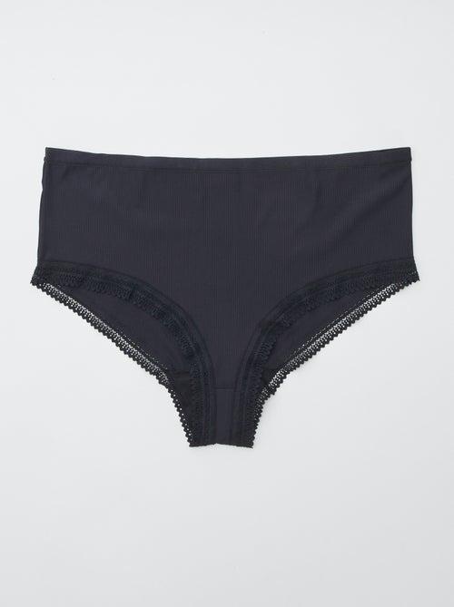 Set di 3 slip a coste con pizzo - Kiabi