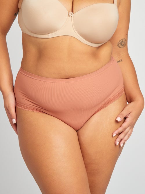 Set di 3 slip a coste con pizzo - Kiabi