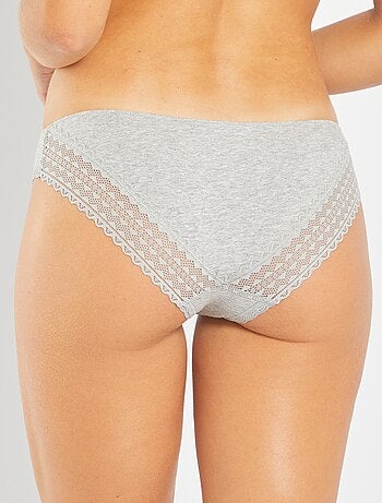 Set di 3 slip cotone pizzo