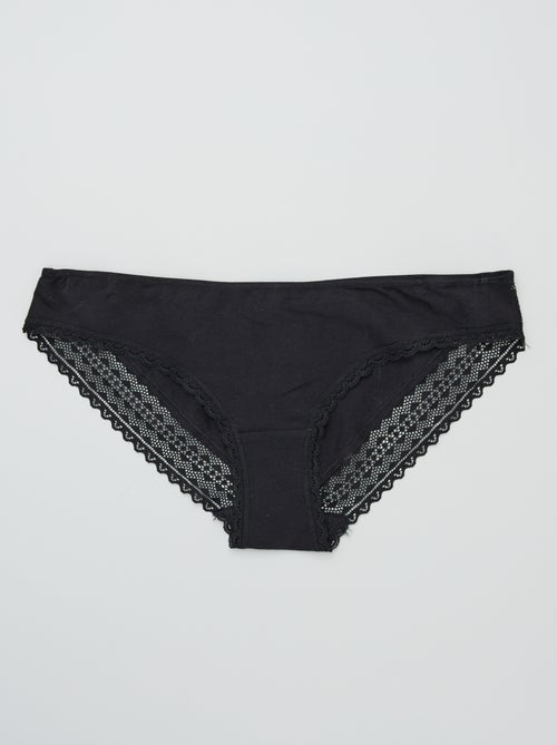 Set di 3 slip cotone pizzo - Kiabi