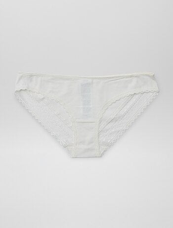 Set di 3 slip cotone pizzo