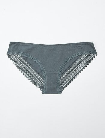 Set di 3 slip cotone pizzo