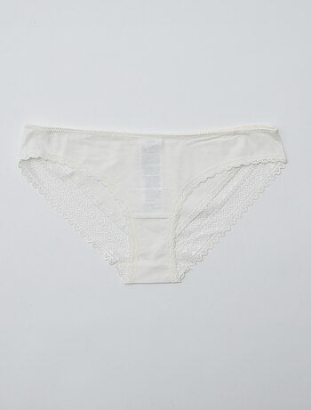 Set di 3 slip cotone pizzo