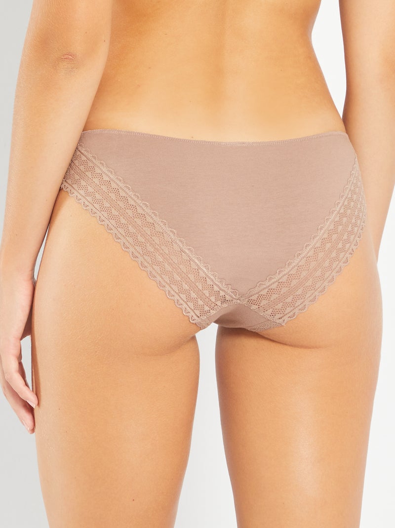 Set di 3 slip cotone pizzo ROSA - Kiabi