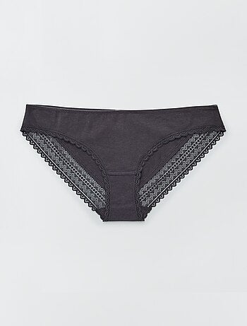 Set di 3 slip cotone pizzo