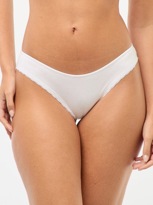 Set di 3 slip in cotone e pizzo - Kiabi