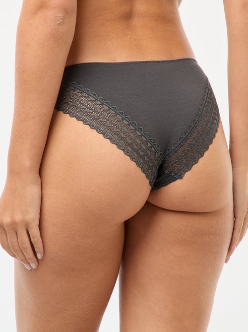 Set di 3 slip in cotone e pizzo - Kiabi