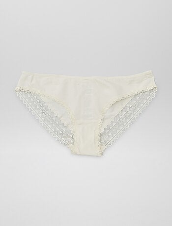 Set di 3 slip in cotone e pizzo